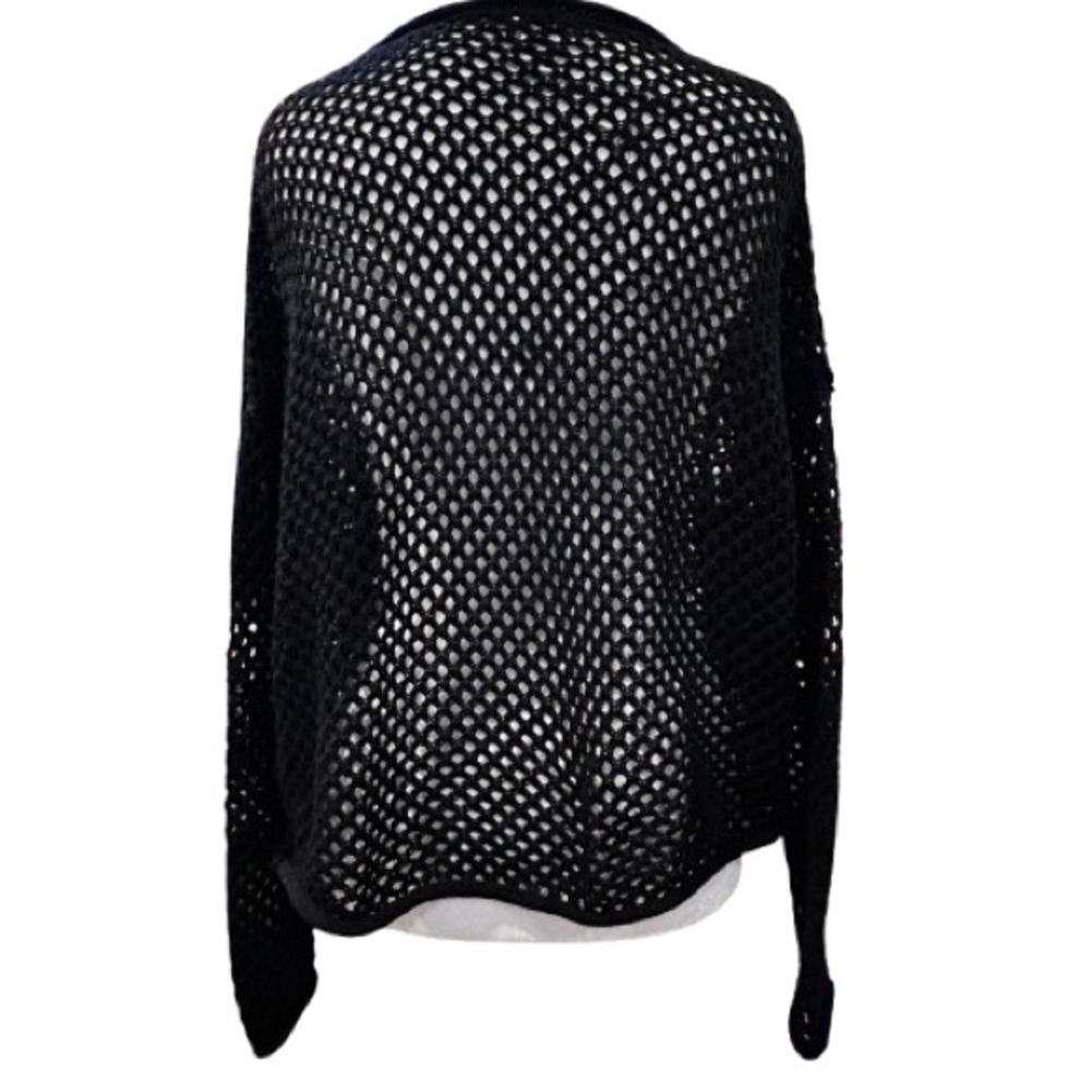 Rue21 90s Y2K Goth Open Knit Star Sweater Crochet Fishnet Top Whimsigoth Size L - Picture 4 of 7